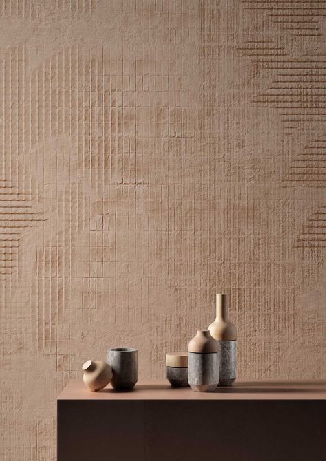 "Terracotta" textural Wallpaper by R&D | Styl'Editions Interior Wall Texture, Terracotta Wallpaper, Terracotta Wall, Wall Texture Design, Texture Paint, Clay Wall, Wall Finishes, Beautiful Tile, Wall Cladding