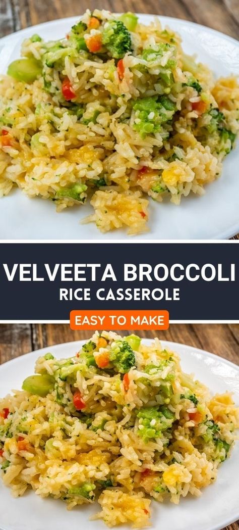 HOW TO MAKE BROCCOLI RICE CASSEROLE Velveeta Broccoli Rice Casserole, Cheesy Meals, Velveeta Broccoli, Broccoli Cheese Rice Casserole, Cheesy Broccoli Rice Casserole, Vegetable Casserole Recipes, Rice Side Dish Recipes, Chicken Broccoli Rice Casserole, Broccoli Rice Casserole