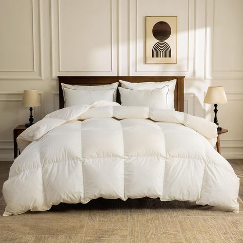 BPC Organic Down Comforter King Size Fluffy Duvet Insert for All-season | Hotel Luxury 100% Cotton, 750 Fill-power Medium Weight Feathers & Down Comforter, Ivory White, 106x90 Inches Fluffy Duvet Insert, Fluffy Duvet, Hotel King, Bed Comforter Sets, Down Comforters, Cotton Comforters, Down Comforter, Lightweight Comforter, Hotel Collection