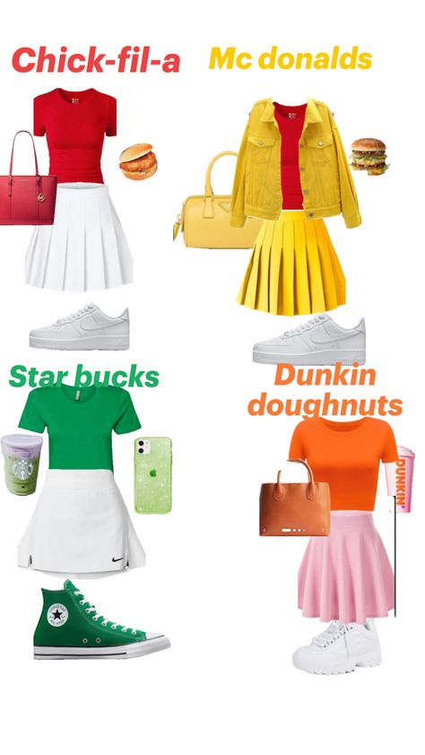 Fast Food Outfits, Starbucks Worker, Food Outfits, Fast Food Restaurants, Starbucks Drink, Chick Fil A, Halloween Outfit, Fast Food Restaurant, Starbucks Drinks