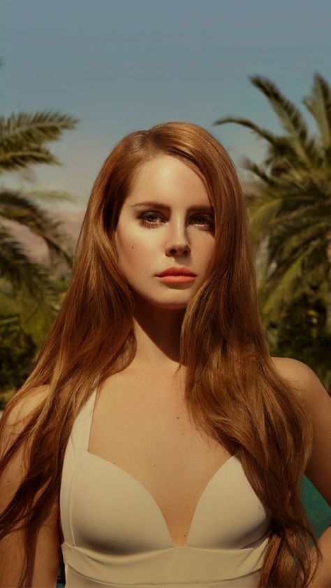 Lana Del Rey, Palm Trees, Red Hair, A Woman, Trees, Red, Hair, White