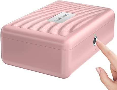 Biometric Fingerprint Storage Box,AICase Portable Cash Jewelry Security Case Lock Box Safe,Combination Lock for Car, Home,Office Travel（Pink） Cash Safe, Box With Lock, Cash Box, Safe Box, Car Home, Combination Locks, Office Travel, Everything Pink, Fingerprint