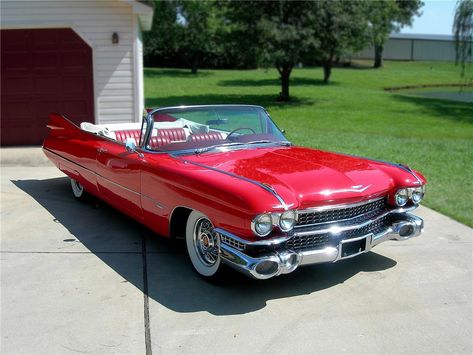 Red Cadillac, 1959 Cadillac Eldorado, 1960 Cadillac, Cadillac Convertible, Classic Cadillac, Cadillac Series 62, 1960s Cars, 1959 Cadillac, Automobile Advertising