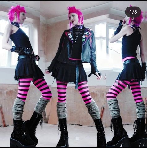 @herbsandaltars Alt Pink Outfit, Colorful Goth Outfits, Pink Alt Outfits, Perky Goth Outfits, Pink Punk Rock Outfits, Pink Punk Outfits, Pink And Black Alt Outfit, Melody Core, Dark Decora Fashion Outfits