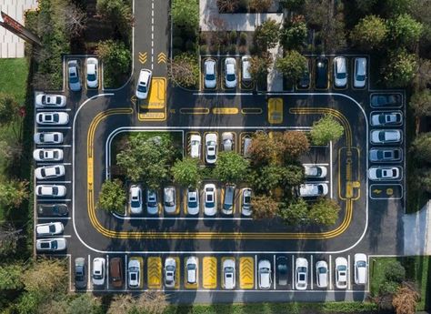 Car Park Design Landscape Architecture, Parking Landscape Design, Parking Car Design, Car Park Architecture, Parking Landscape, Parking Layout, Parking Lot Design, Car Parking Design, Car Park Design