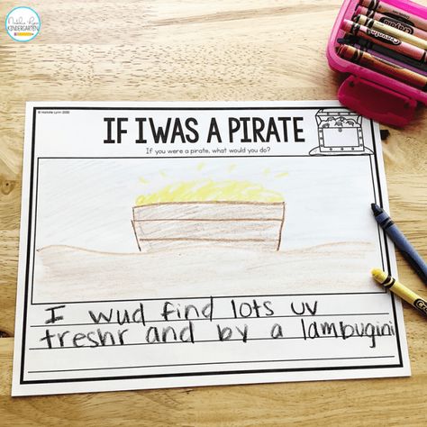 Pirate Writing Activities, Talk Like A Pirate Day Kindergarten, Pirate Day In Kindergarten, Pirate Day First Grade, Pirate Crafts For Kindergarten, Pirate Day Activities Kindergarten, Pirate Theme Kindergarten, Pirate Classroom Activities, Pirate Craft Kindergarten