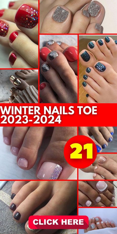 As the winter season approaches, it's time to adorn your toes with the beauty of winter nails toe 2023-2024. Discover an array of colors for pedicures and matching ideas that are on-trend. Whether you prefer pretty, simple, or gel designs for pedicures, your toes will be prepped to shine during the holiday season with colors and designs that embody the spirit of Christmas. Winter Pedicures Ideas, Christmas Toe Colors, Pedicure Ideas Jamaica, Winter Manicure Ideas 2023, Christmas Manicure And Pedicure, Holiday Nails Pedicure, Nail Colors For Christmas 2023, Christmas Nails 2023 Trends Gel Short, December Pedicure Colors