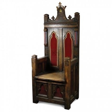 Carved wooden throne. Medieval Throne, Tudor Decor, Medieval Home Decor, Medieval Decor, Medieval Furniture, Gothic Furniture, Prop Hire, Throne Chair, Medieval Life