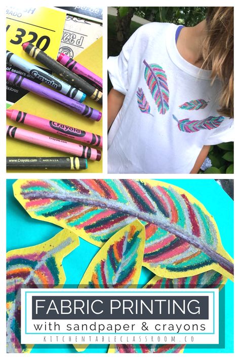 Use plain old crayons and sandpaper to print permanently on fabric.  Kids can make their own t-shirts and custom fabric designs with this easy fabric printing method! Diy T Shirt Printing, Smart Tiles, Design Your Own Shirt, Diy Vetement, Fabric Printing, Fabric Designs, Camping Art, Diy Shirt, Fabric Medium