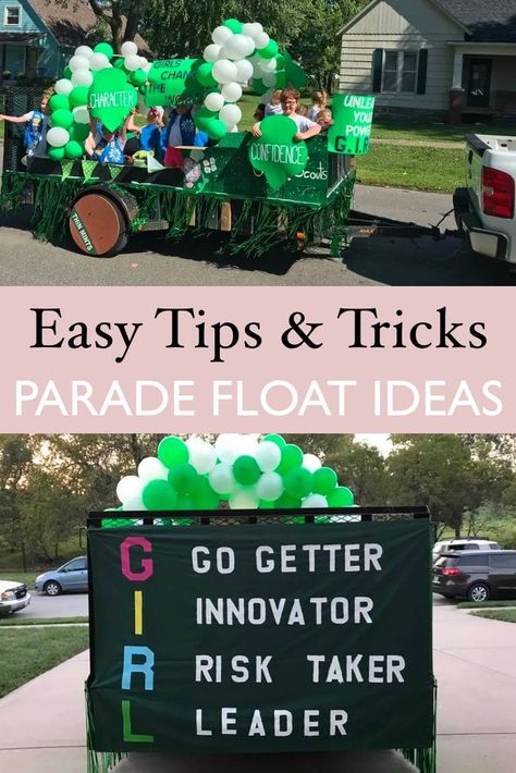 13Tips for Inexpensive Parade Float Ideas - Ultimate DIY Guide Parade Float Ideas Cheerleaders, Float For Parade Ideas, Best Parade Floats Ideas, Parade Float Balloon Arch, Float Building Ideas Parade, Gold Parade Float Ideas, How To Build A Float For A Parade, Cheerleader Float For Parade, Trailer Float Parade Ideas