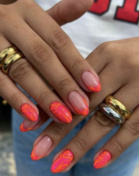 Cruise Nails, Simple Gel Nails, Summery Nails, Vibrant Nails, Almond Acrylic Nails, Cute Gel Nails, Vacation Nails, Colour Combo, Summer Acrylic Nails