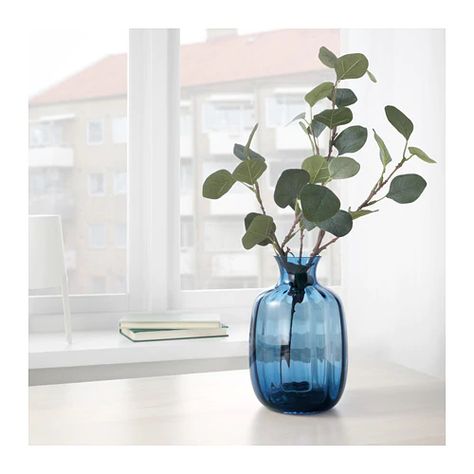 TONSÄTTA Vase - IKEA Ikea Vases, Sketchbook Challenge, Loft Bedroom, Recycling Facility, Different Types Of Flowers, Hallway Designs, Blue Glass Vase, Lounge Ideas, Vase Blue