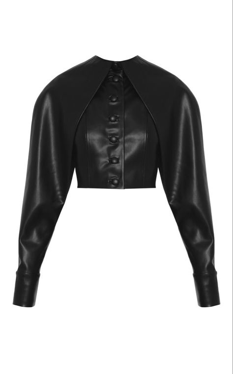 Leather Top Outfit, Crop Leather Jacket, Leather Jacket Fashion, Cropped Faux Leather Jacket, Leather Clothes, Designer Leather Jackets, Futuristic Fashion, Looks Black, Leather Sleeve