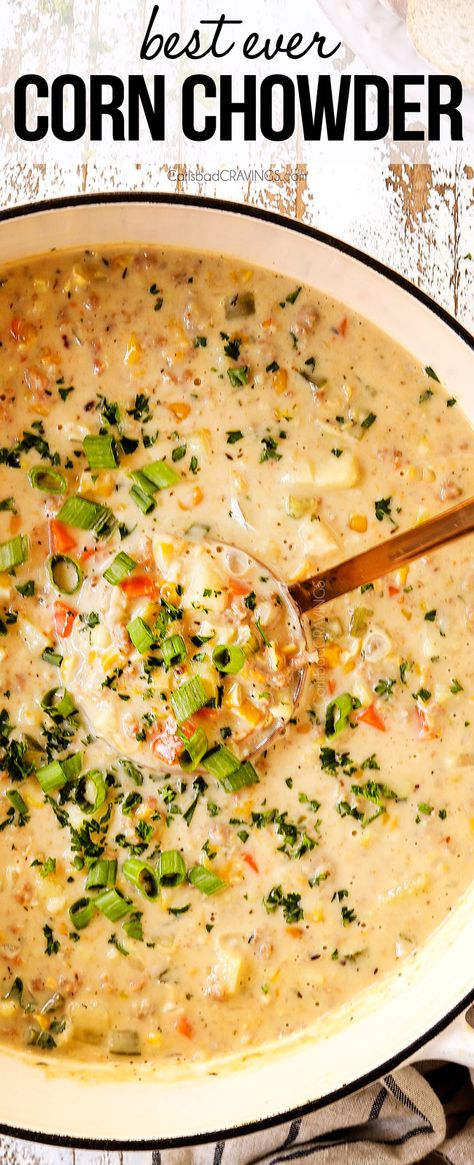 Best Corn Chowder Recipe, Corn Chowder Soup, Chicken Corn Chowder, Corn Chowder Recipe, Carlsbad Cravings, Chowder Soup, Chowder Recipe, Dinner Sandwiches, Corn Chowder