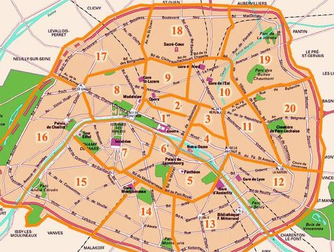 Paris Arrondissement map Paris Neighborhoods, Plan Paris, Paris France Travel, Safe Neighborhood, Paris Vacation, Paris Map, Paris Blues, Louvre Paris, Anniversary Trips