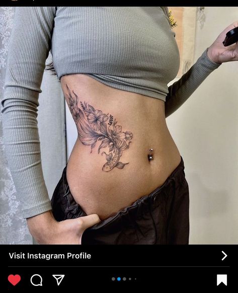 Asian Rib Tattoo, Stomach Tattoo Designs, Blitz Tattoo, Rib Tattoos For Women, Waist Tattoos, Up Tattoo, Tattoos For Black Skin, Epic Fail, Pretty Tattoos For Women