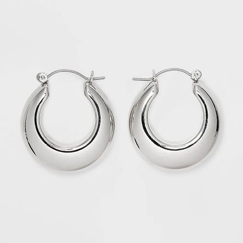 Small Puffy Hoop Earrings - Universal Thread™ Silver Hoop Earrings Png, Silver Hoops Aesthetic, Chunky Silver Earrings, Hoops Aesthetic, Silver Earrings Aesthetic, Birthday 15, Hoop Earrings Aesthetic, Earrings Silver Hoops, Small Silver Hoop Earrings