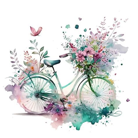 Julia_life | Freepik Bicycle With Flowers, Cycle Drawing, Cycle Painting, Indian Invitation Cards, Bicycle Illustration, Fabric Paint Diy, Bicycle Painting, Tandem Bike, Bicycle Art