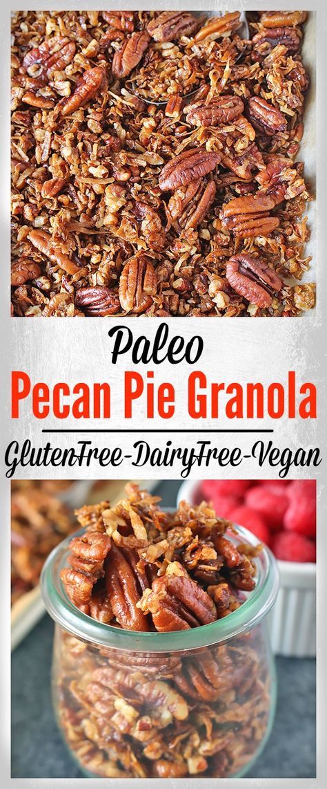 Paleo Pecan Pie Granola - Real Food with Jessica Paleo Pecan Pie, Low Carb Granola, Paleo Snack, Gluten Free Granola, Paleo Sweets, Power Bars, Granola Recipe, Paleo Treats, Paleo Snacks