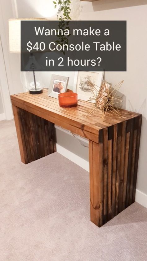 Who else loves being able to make furniture out of 2x4s? #therehablife #diyhome #diyproject #diyprojects #diyfurniture #wooddesign… | Instagram Diy Entry Table, Diy Entryway Table, Easy Small Wood Projects, Diy Console, Easy Weekend Projects, Diy Console Table, Boo Thang, Diy Entryway, Wooden Console Table