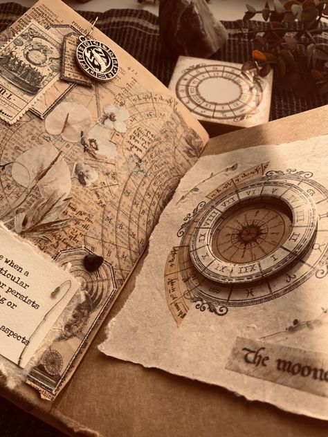 Diy Book Aesthetic, Fantasy Journal Aesthetic, Vintage Journaling Ideas, Book Collage Ideas, Fantasy Journal Ideas, Vintage Journal Aesthetic, Journal Pages Aesthetic, Explorer Aesthetic, Old Journal