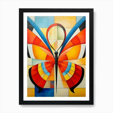 Butterfly Abstract Pop Art 6 Art Print by Abstract Art Expressions - Fy Abstract Art Canvas Painting, Geometric Painting Ideas, Colorful Art Paintings, Colourful Butterfly, Abstract Pop Art, Art Expressions, Abstract Art Paintings Acrylics, Cubist Art, Cubism Art