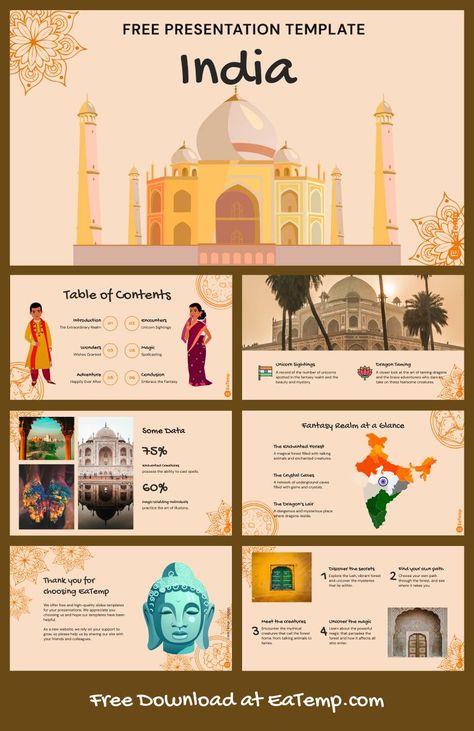 India 13 India Presentation Template, Idea Template, Tourism Design, Presentation Slides Design, About India, Powerpoint Slide Designs, Slides Design, Canvas Learning, Digital India