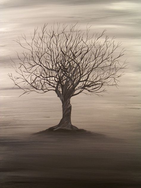 tattoos of trees without leaves | have not thought about what I am going to write about in a long time ... Tree Without Leaves, La Traviata, Paint Nite, Beautiful Trees, Picture Framing, Black And White Landscape, Landscape Paintings Acrylic, Amazing Artwork, Arte Disney