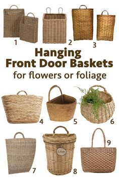 Flower Front Door, Fall Hanging Door Basket, Hanging Front Door Basket, Front Door Baskets With Flowers Diy, Hanging Baskets Front Door, Hanging Flower Baskets Front Door, Front Porch Hanging Baskets Ideas, Front Door Decor Plants, Basket Door Decoration