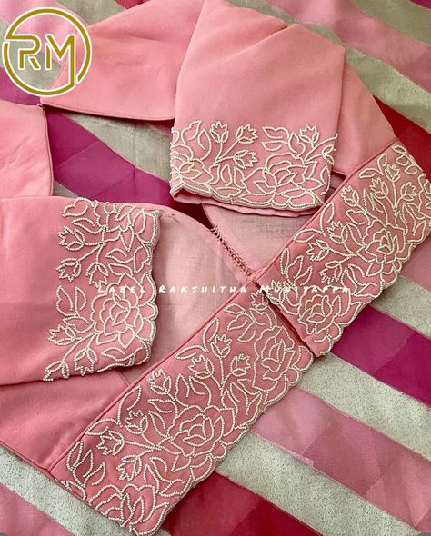 Moti Work Blouse Designs, Machi Work Blouse, Silk Saree Blouse Designs Patterns, Lace Blouse Design, Moti Work, Latest Bridal Blouse Designs, Blouse Designs Catalogue, Latest Blouse Designs Pattern, Traditional Blouse Designs