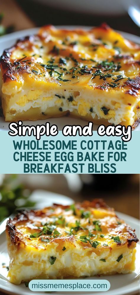 Cottage Cheese Egg Bake, Savory Breakfast Casserole, Cheese Egg Bake, Cheese Casserole Recipes, Egg Bake Recipe, Breakfast Egg Bake, Cottage Cheese Breakfast, Cottage Cheese Eggs, Baked Eggs Recipe