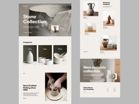 Pottery E-Commerce Website Design | Home Page by Alex on Dribbble E Commerce Website Design, Fashion Website Design, Freelance Website, Unique Web Design, Furniture Website, Freelance Web Design, Professional Website Design, E Commerce Website, Website Design Layout