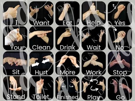 KeenieDesigns - Etsy Learning Asl, Simple Sign Language, Asl Sign Language Words, Sign Language Chart, Sign Language Phrases, Sign Language Words, Asl Learning, Asl Sign Language, Sign Language Alphabet