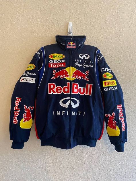 Really rare Vintage NASCAR Jacket FAST SHIPPINGAll embroidered with pockets insideRecommended to go with one size up since they fit smallIf you need help with sizing just message me F1 Vegas, Red Bull Jacket, Ferrari Outfit, Vintage Nascar Jacket, Car Outfit, Vintage Racing Jacket, Racer Jackets, Ferrari Jacket, Nascar Jacket