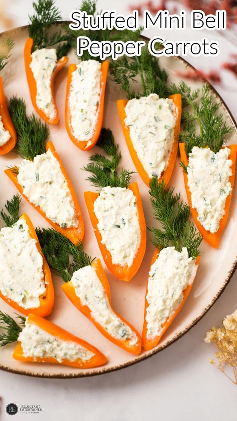 Easter Appetizer, Herb Cream Cheese, Mini Peppers, Mini Carrots, Easter Appetizers, Mini Sweet Peppers, Stuffed Mini Peppers, Lemon Salt, Cream Cheese Filling