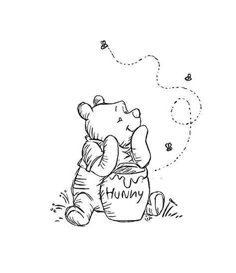 210+ Best Winnie The Pooh Tattoo Designs (2023) - TattoosBoyGirl Pooh Bear Outline, Whitney The Pooh Tattoo, Winnie The Pooh Line Drawing, Winnie The Pooh Hunny Pot Drawing, Pooh Bear Drawing Easy, Winnie The Pooh Bee Tattoo, Whinney Pooh Tattoo, Winnie The Pooh Line Art, Winnie The Pooh Black And White