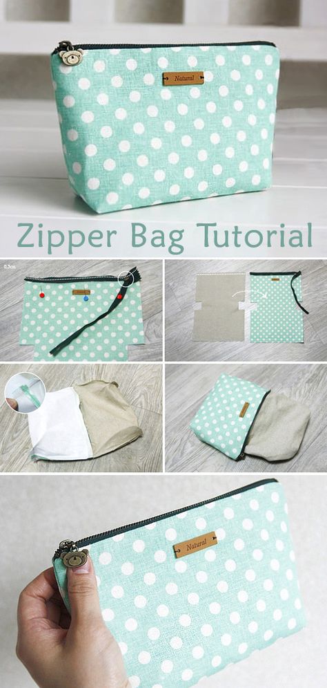 Linen Zipper Bag Tutorial Zipper Bag Tutorial, Zippered Bags To Sew, Make Up Bag Tutorial, Zipper Bag, Sewing Pouch, Cosmetic Bag Tutorial, My Style Bags, Pouch Sewing, Zipper Pouch Tutorial