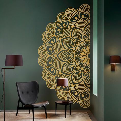 Mandala Decals, Indian Room, Yoga Wall Art, Yoga Wall, Water Fall, Wall Stencil, Wall Designs, Mandala Wall, Mandala Wall Art