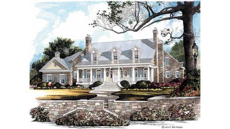 Front Colonial Floor Plans, Luxury Master Bath, House Plans Colonial, Georgia House, Cozy Sitting Area, Southern House Plan, Adams Homes, Centre Island, Colonial House Plans