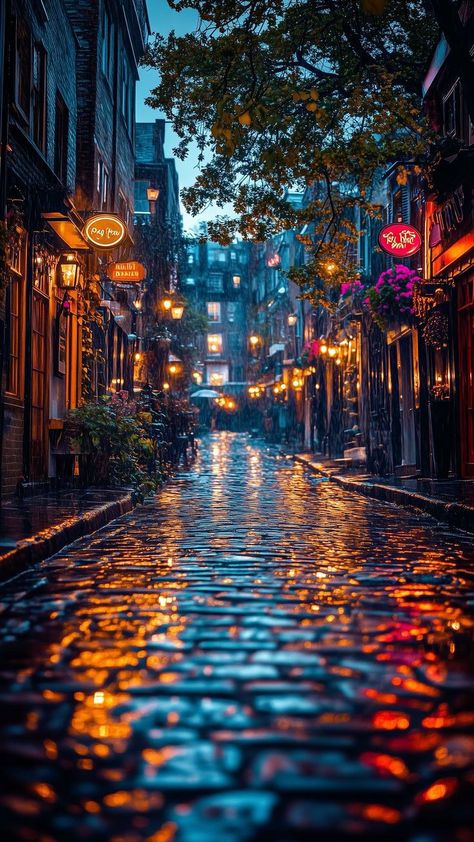 New York City Rain Aesthetic, Rainy Day Village, Rain Wallpaper Aesthetic, 4k Wallpapers For Mobile, Aesthetic Wallpaper 4k, One Two Buckle My Shoe, Rainy Day Wallpaper, Buckle My Shoe, Aesthetic Village