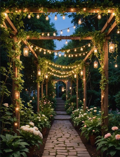 Greenhouse Oasis, Witchy Backyard, Whimsical Garden Ideas, Raspberry Cottage, Twinkling String Lights, Zen Garden Ideas, Mystical Decor, Enchanting Aesthetic, Mystical Garden