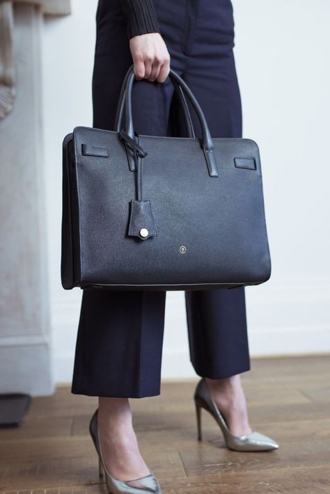 A modern classic, the Enrica briefcase tote is handcrafted by skilled artisans from the finest textured pebbled leather Ladies Briefcase, Ladies Laptop Bag, Luxury Leather-lined Satchel For Office, Luxury High-end Shoulder Bag For Work, Leather Briefcase For Women, Women Briefcase Business, High-end Everyday Luxury Leather Satchel, Womens Briefcase, Black Office Bag