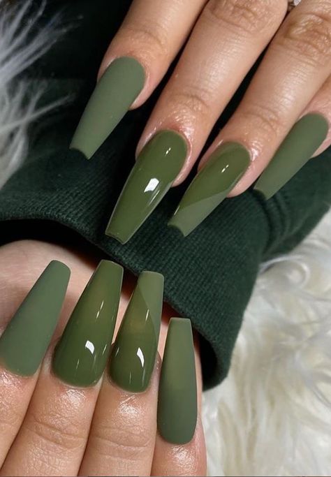 A women's lifestyle destination dedicated to style, entertainment, love, and living beautifully. Angel Beauty, Olive Nails, Green Acrylic Nails, Dark Green Nails, Green Nail Designs, Green Nail, Unique Acrylic Nails, Dark Nails, Fall Nail Colors