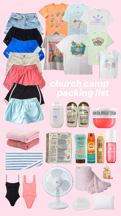 Church Camp Packing List, Summer Camp Packing List, Church Camp Outfits, Church Camp Packing, Vacation Packing Checklist, Summer Camp Outfits, Summer Camp Packing, Camp Packing List, Camp Packing