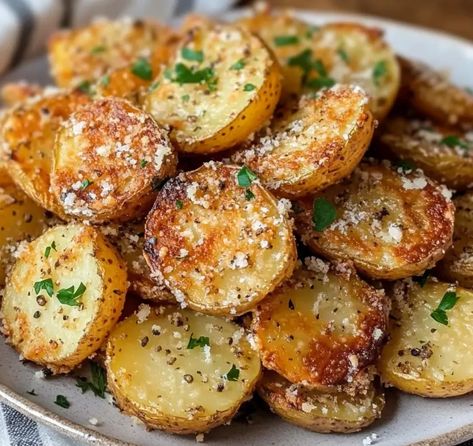 Crispy Potato Halves Pioneer Woman, Baked Potato Sides, Mini Baked Parmesan Potato Rounds, Crispy Small Potatoes, Nibbles Potatoes Recipe, Mini Red Potatoes Recipes, Potato Recipes Easy Quick, Mini Potatoes In Oven, Tiny Potato Recipes