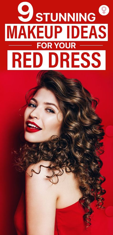 Red Lip And Red Dress, Lipstick For Red Dress, Red Shirt Makeup Ideas, Red Lip Red Dress, Formal Makeup For Red Dress, Red Dress Accessories Jewelry, Makeup For Red Outfit, Makeup For Red Dress Formal, Nails For Red Dress Ideas