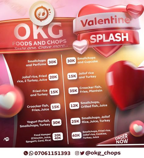 Valentine promo ads for OKG Foods and Chops Valentines Ads Creative, Valentines Sales Ideas Design, Valentine Sales Flyer Design, Valentines Pubmat, Pubmats Graphic Design, Valentine Promo, Promo Poster Design, Pubmats Ideas, Poster Valentine