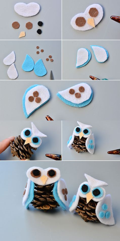 Owls Made From Pinecones, Owl Craft Ideas, Owl Crafts For Adults, Diy Owl Crafts, Pine Cone Owls, Owl Decorations, Pinecone Owls, Owl Templates, Pinecone Crafts Kids