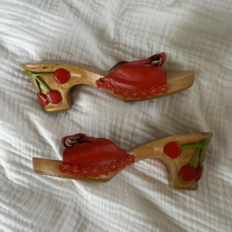 The most perfect hand carved crafts Hawaii red... - Depop Wooden Heels, Cherry Hill, Wooden Heel, The City, Hand Carved, Hawaii, Cherry, Super Cute, Carving