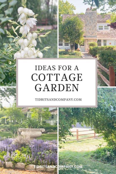 Cottage landscaping adds charm to outdoor spaces! Tour my cottage garden and learn how to use simple, thrifty ideas to create a magical yard. Cottage Landscaping Ideas, Magical Yard, Cottage Landscaping, Flower Garden Layouts, Sunken Patio, Shady Tree, Charming Cottage, Backyard Cookout, Beautiful Yards